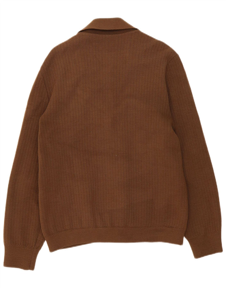 Vintage Herren Cardigan Pullover Mittelbraun Farbblock