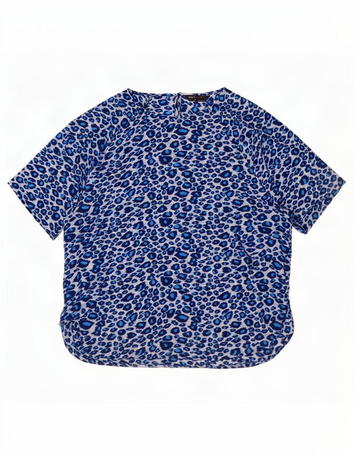 Marks & Spencer Damen-Blusenoberteil, UK-Größe 46, groß, blau, Polyester mit Tiermuster