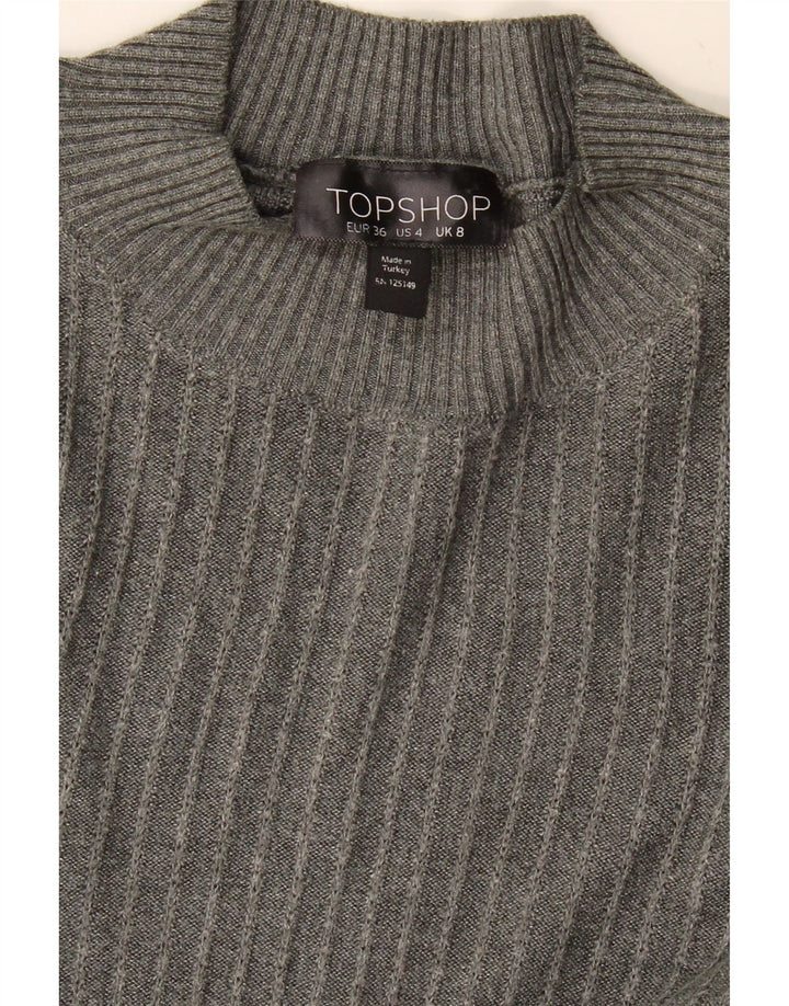 TOPSHOP Womens Turtle Neck Jumper Sweater UK 8 Small Grey Vintage Topshop and Second-Hand Topshop from Messina Hembry 
