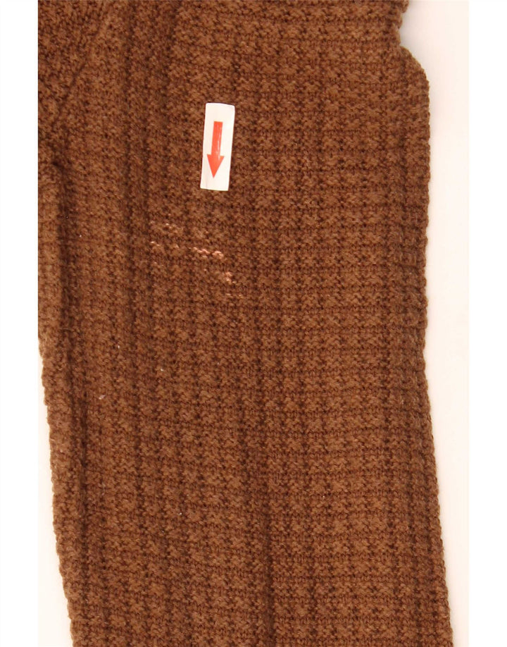 Massimo Dutti Herren-Pullover mit Rundhalsausschnitt, XL, braune Baumwolle