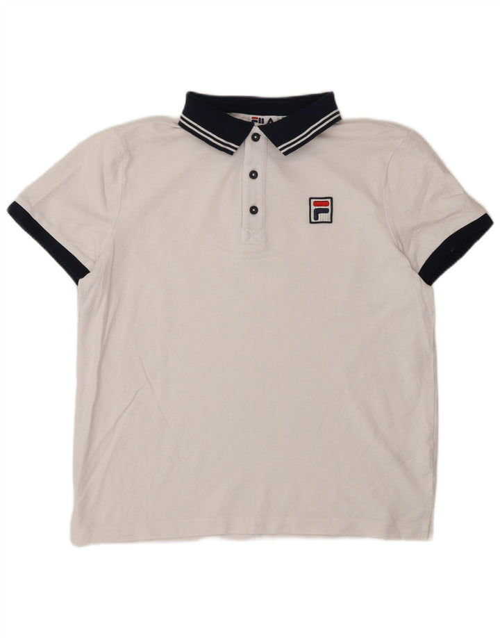 Fila Herren-Poloshirt, klein, weiße Colourblock-Baumwolle