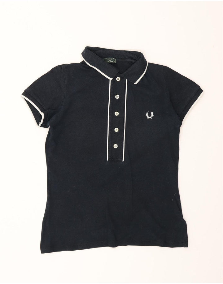 Fred Perry Damen Poloshirt UK 12 Medium Marineblau