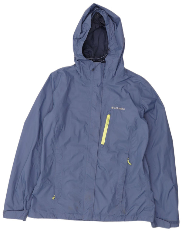 Columbia Damen Omni-Tech Kapuzen-Regenjacke UK 16 Large Blaues Nylon
