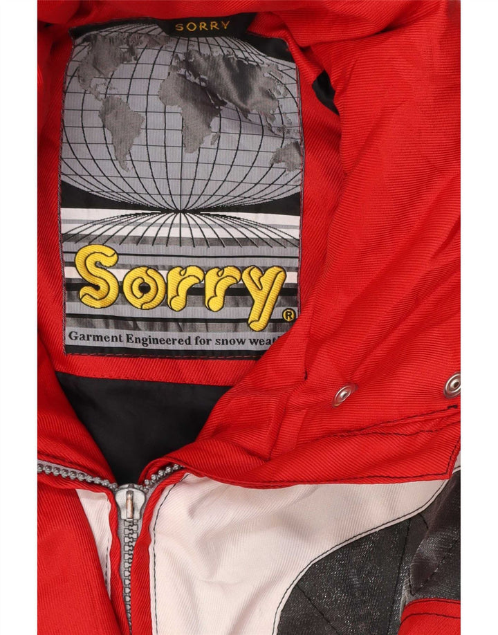 Sorry Damen-Skijacke mit Kapuze, UK 14, Größe L, Rot, Farbblock