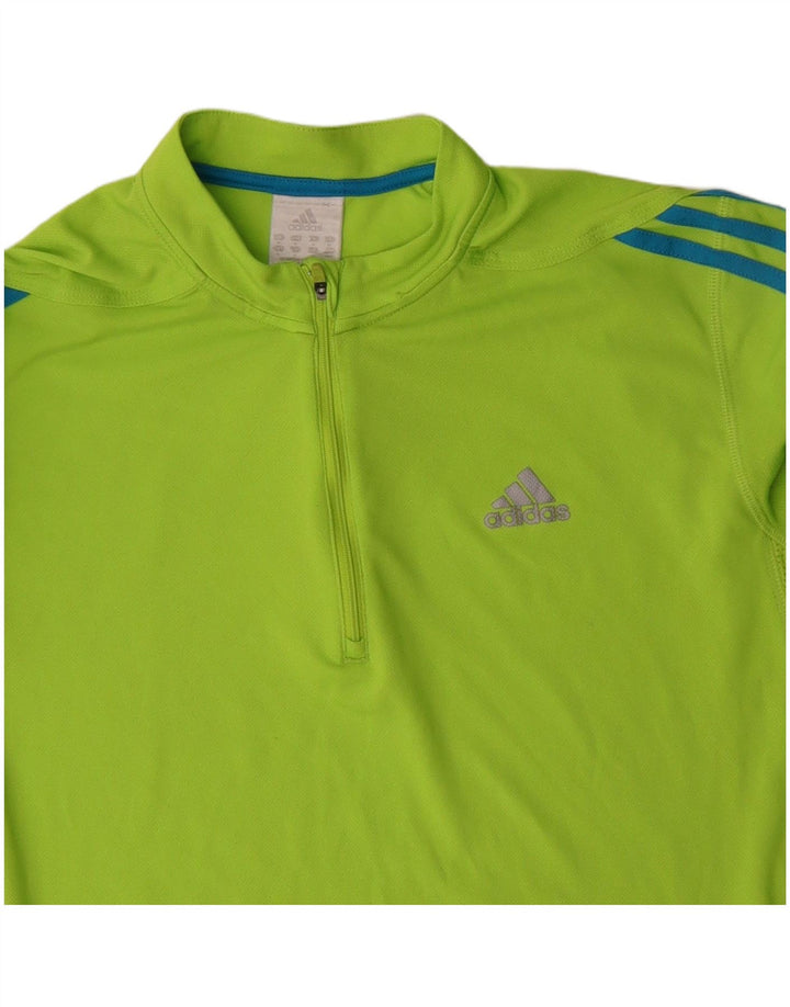 ADIDAS Herren-Pullover-Trainingsanzugoberteil mit Reißverschluss und Halsausschnitt, mittelgrünes Polyester