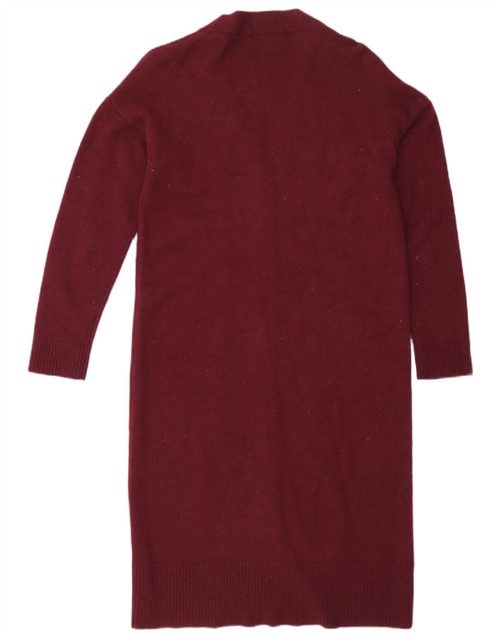 Massimo Dutti Damen Longline Cardigan Pullover UK 14 Medium Burgund