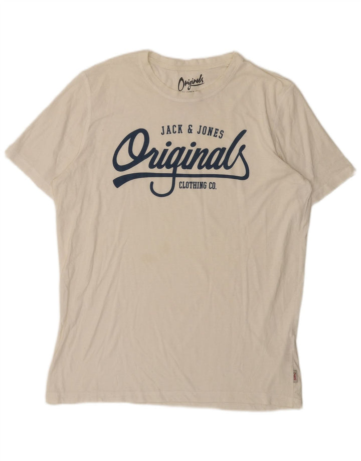 Jack & Jones Herren Grafik T-Shirt Top XL Weiß Polyester