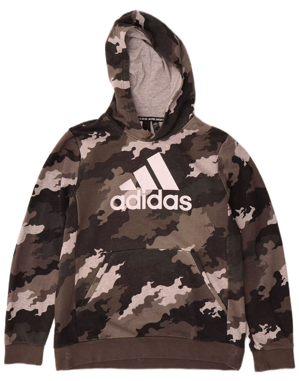 ADIDAS Kapuzenpullover mit Grafik für Jungen, 13–14 Jahre, braune Camouflage-Baumwolle