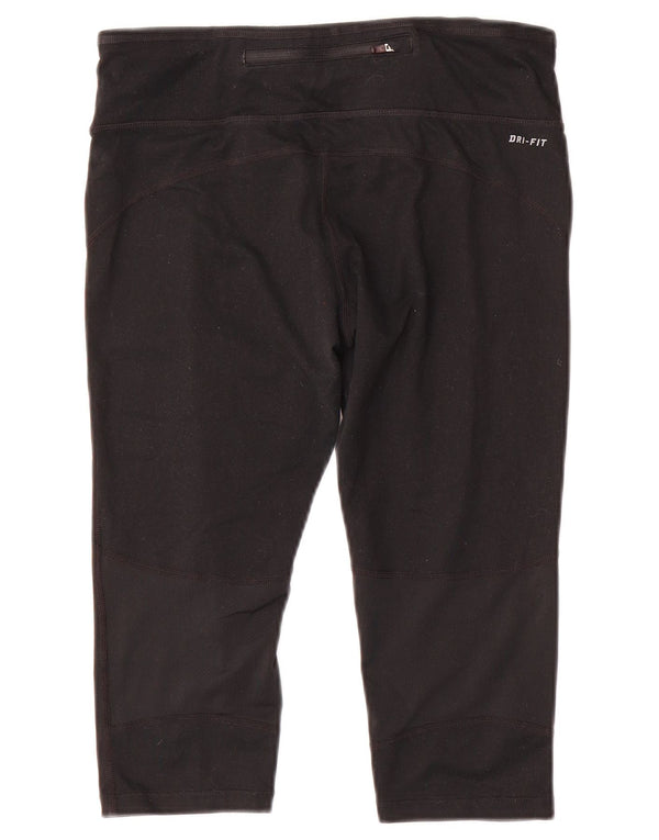 Nike Damen Dri Fit Capri Leggings UK 14 Medium Schwarz