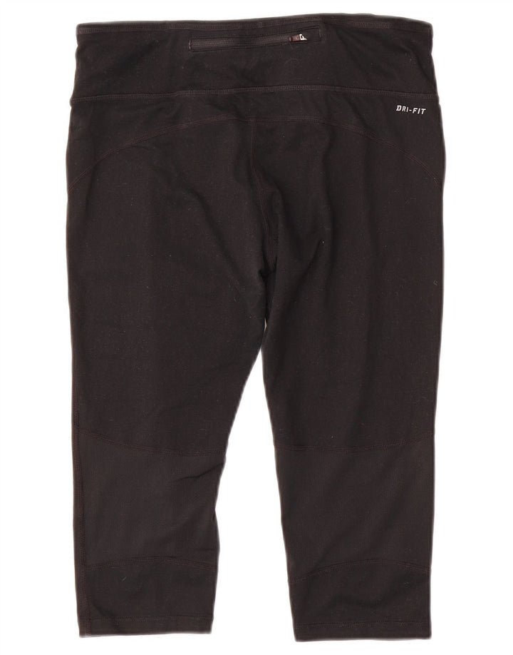 Nike Damen Dri Fit Capri Leggings UK 14 Medium Schwarz