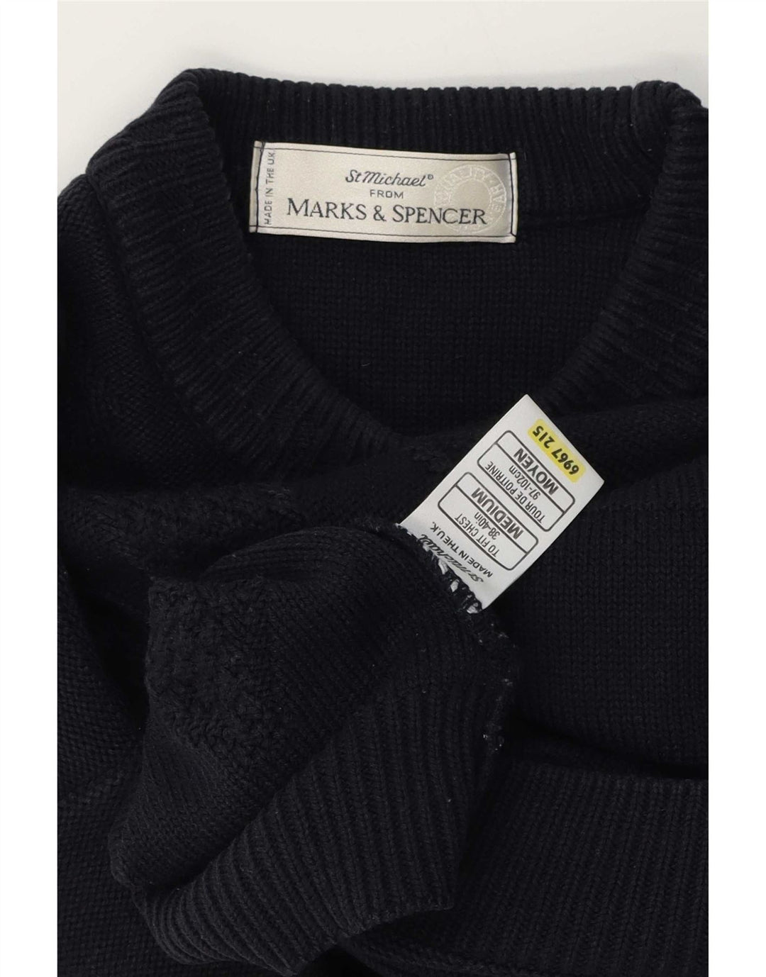 Marks & Spencer Herren St. Michael Pullover mit Rundhalsausschnitt, mittelgroß, Marineblau