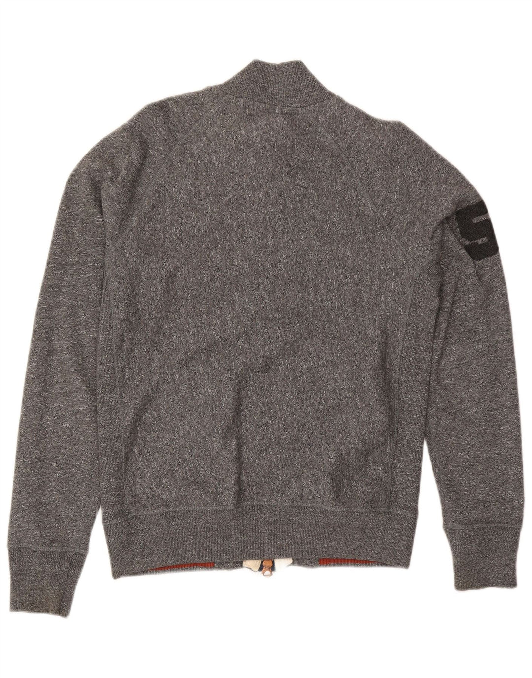 Superdry Herren-Trainingsanzugoberteil mit Grafik, Größe L, aus grauer Baumwolle