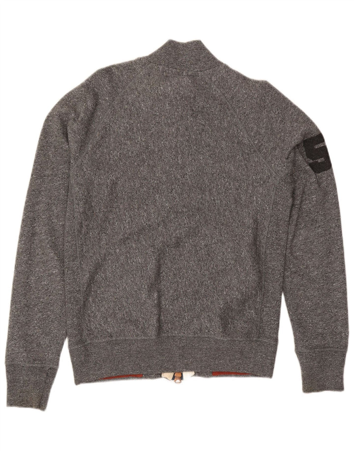 Superdry Herren-Trainingsanzugoberteil mit Grafik, Größe L, aus grauer Baumwolle