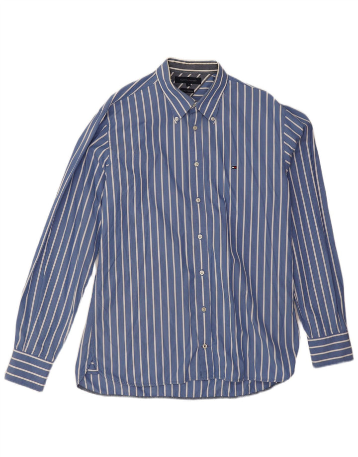 Tommy Hilfiger Herrenhemd, groß, blau gestreift, Baumwolle