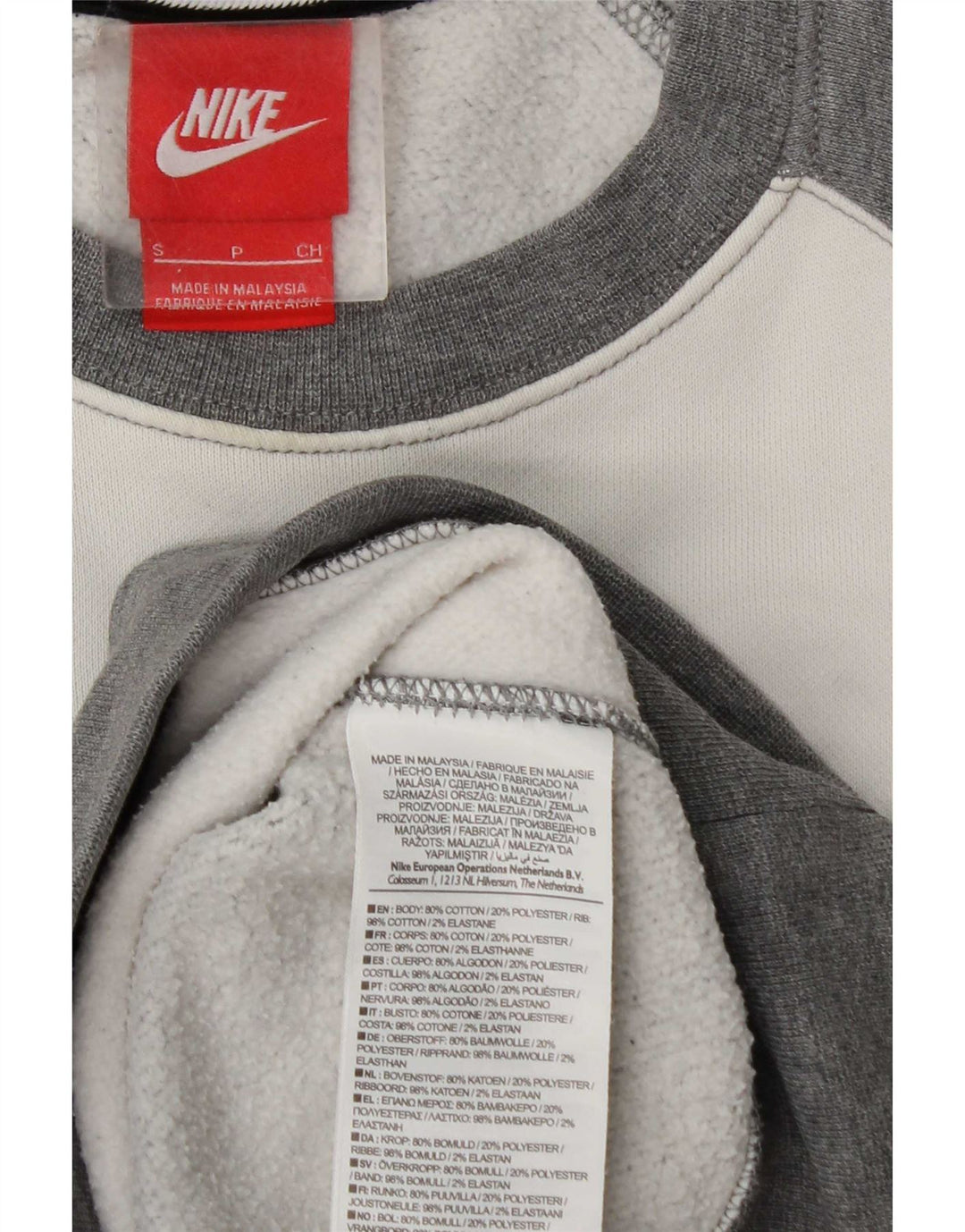 Nike Herren-Sweatshirt mit Grafik, Größe S, Grau, Colourblock-Baumwolle