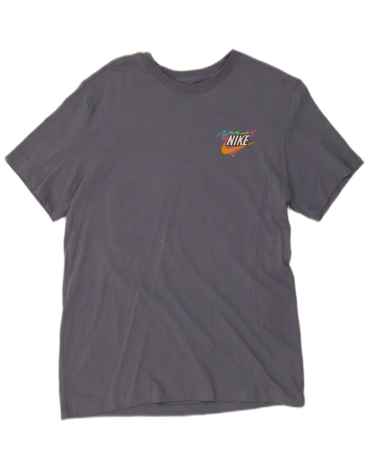 Nike Womens Graphic T-Shirt Top UK 14 Große graue Baumwolle