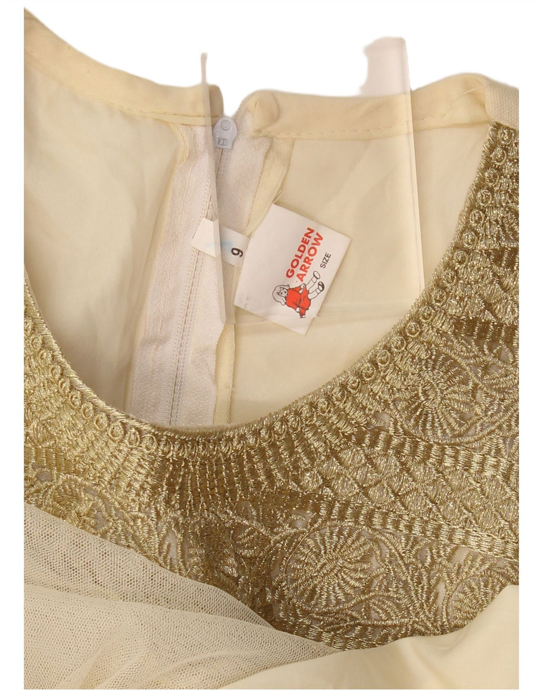 VINTAGE Damen Langarm-A-Linien-Kleid US 6 Medium Beige Floral