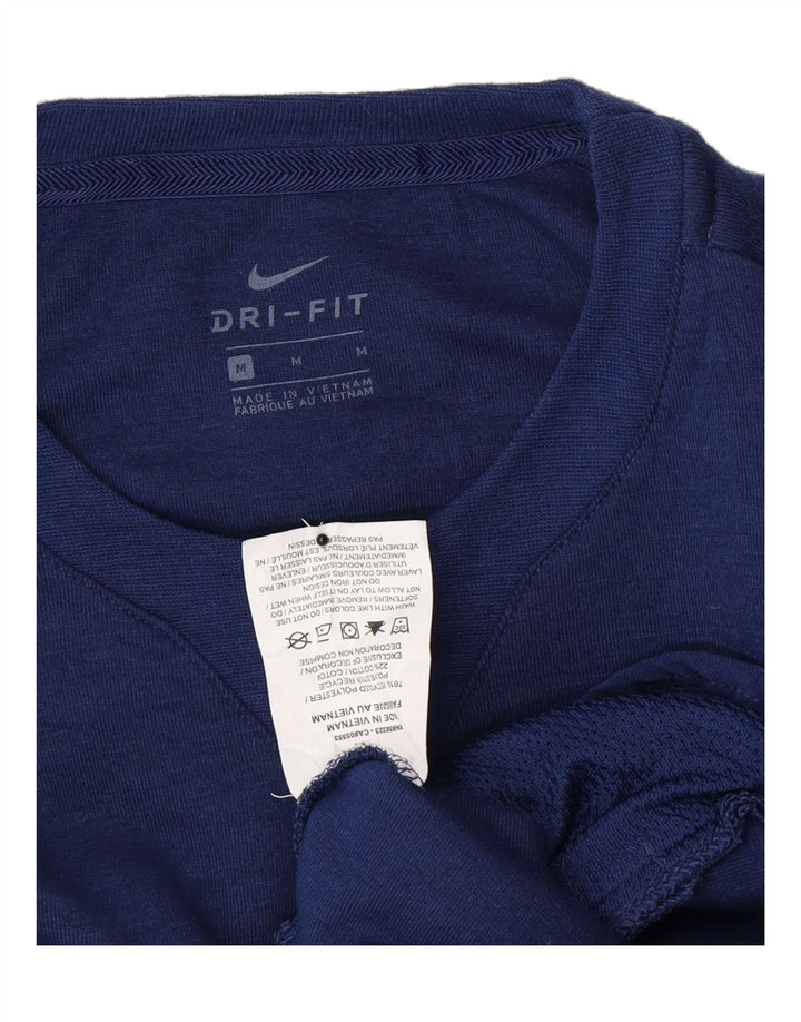 NIKE Womens Dri Fit Top Long Sleeve UK 14 Medium Navy Blue Polyester Vintage Nike and Second-Hand Nike from Messina Hembry 