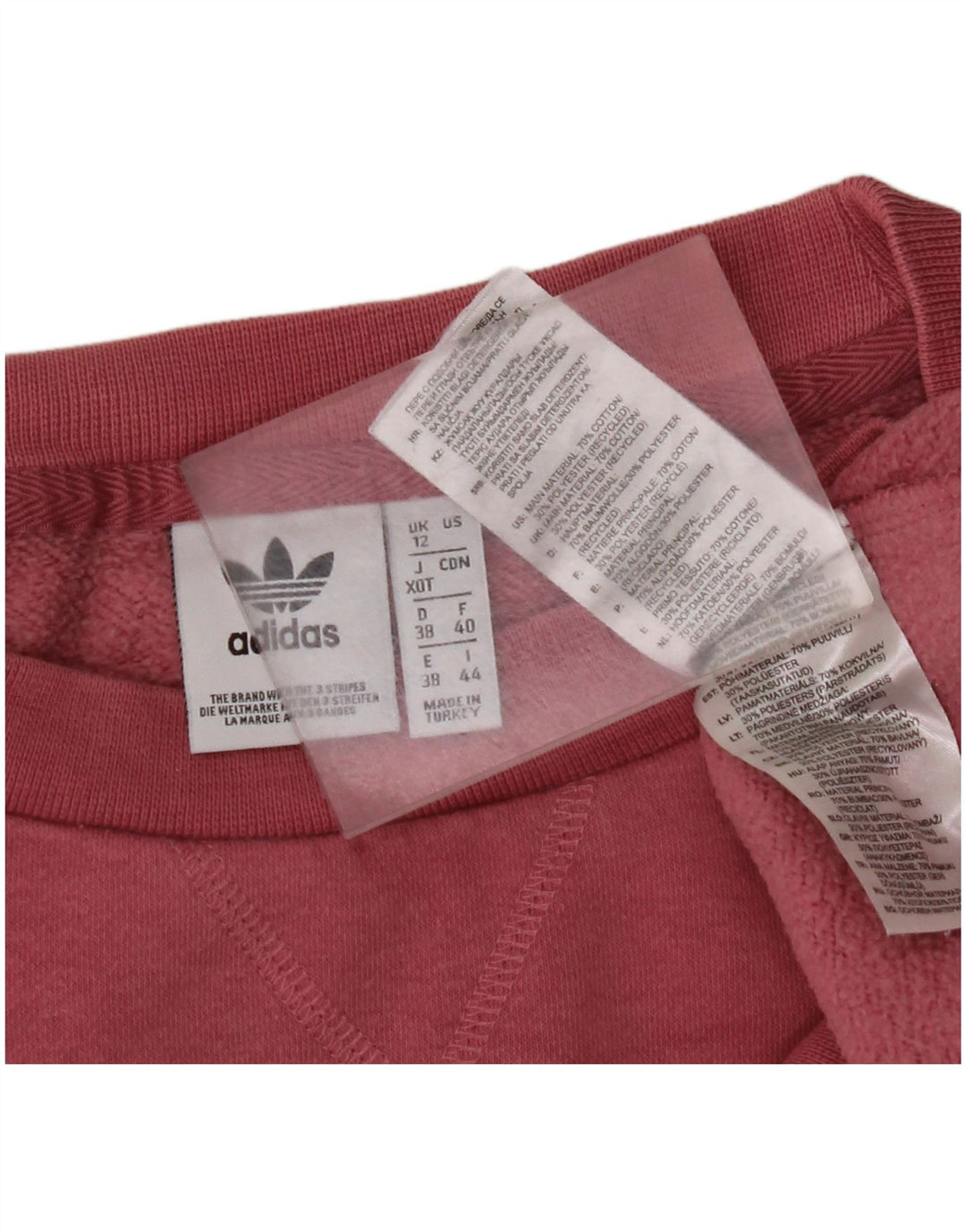 Adidas übergroßer Damen-Sweatshirt-Pullover, UK 12, mittelrosa, Baumwolle