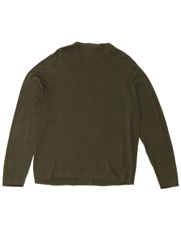 Eddie Bauer Herren-Pullover mit V-Ausschnitt, mittlere Khaki-Baumwolle