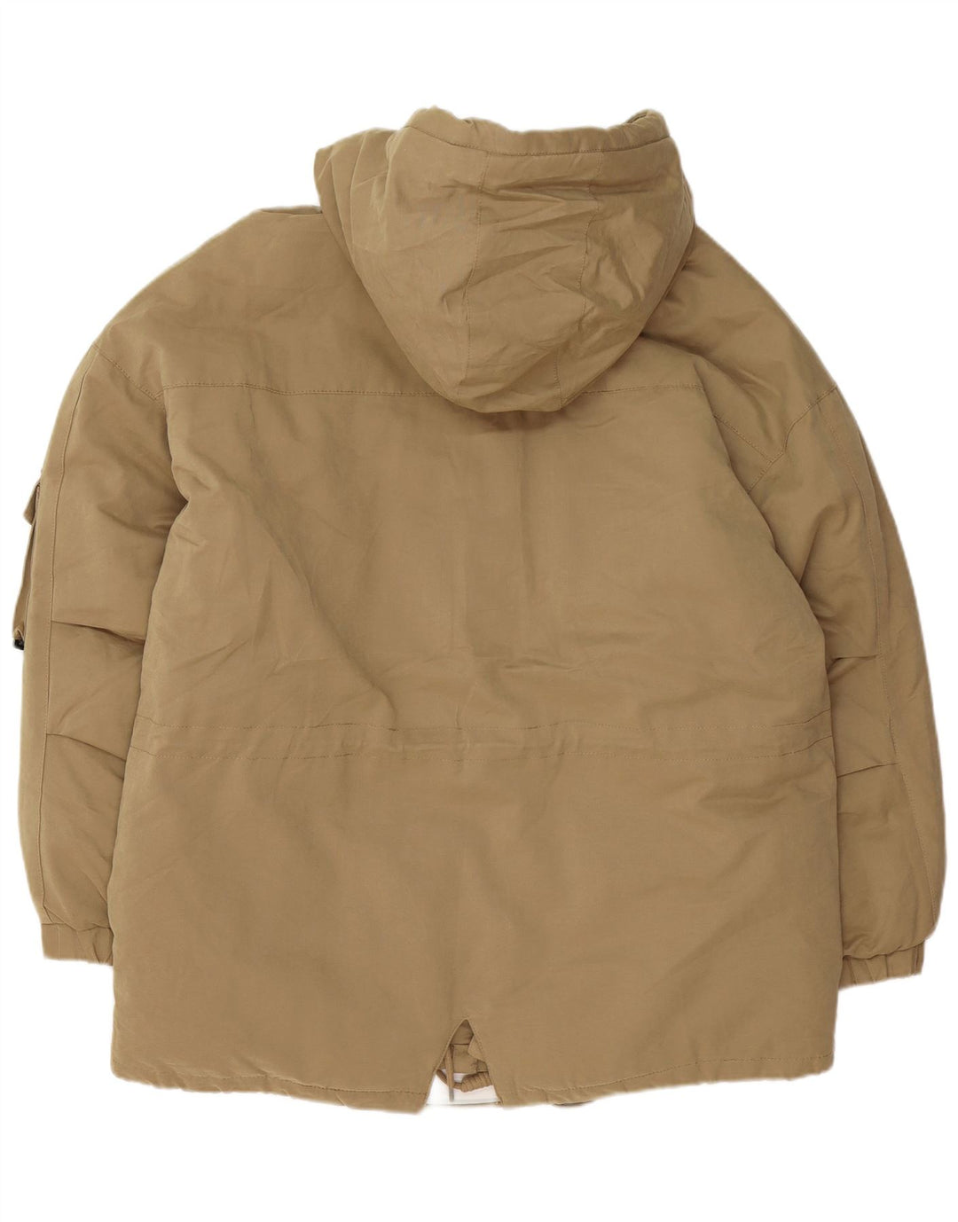 Zara Herren-Jacke mit Kapuze, lockere Passform, gepolstert, UK 38, Mittelbeige, Polyester