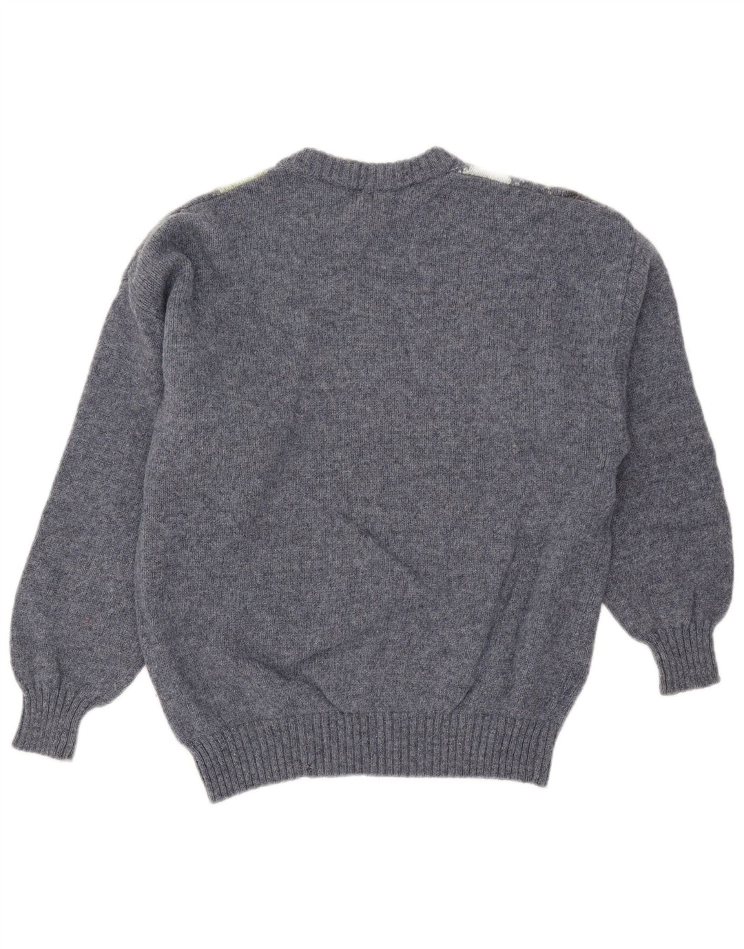 Trussardi Herren-Pullover mit Rundhalsausschnitt, mittelblaue Argyle-/Diamantwolle