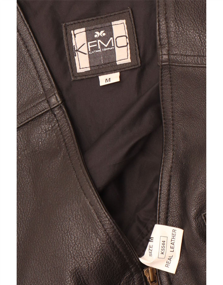 Vintage Herren-Lederweste, mittelgroß, schwarzes Leder