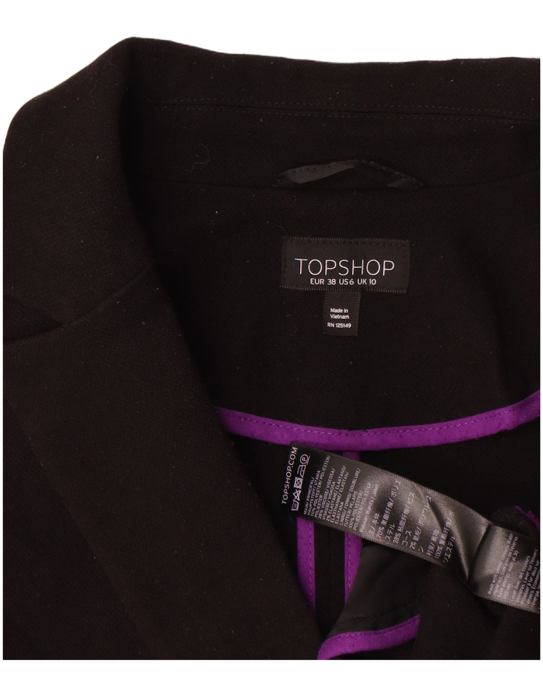 Topshop Damen Übergroßer Mantel UK 10 Small Schwarz Polyester