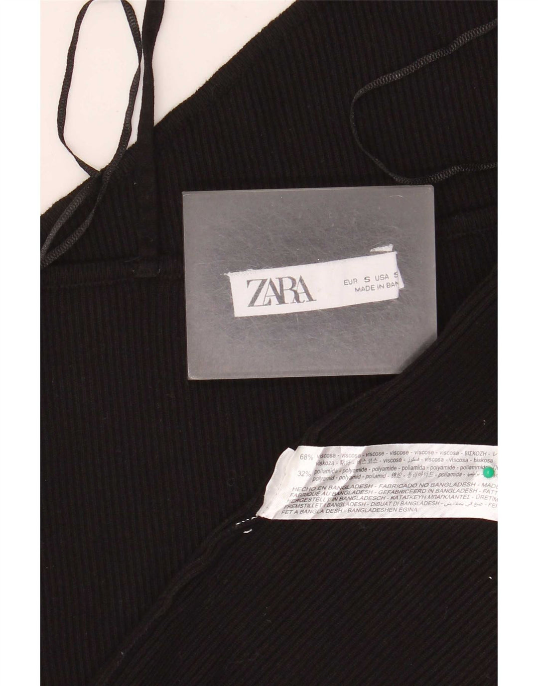 Zara Damen Crop Top UK 10 Small Schwarze Viskose