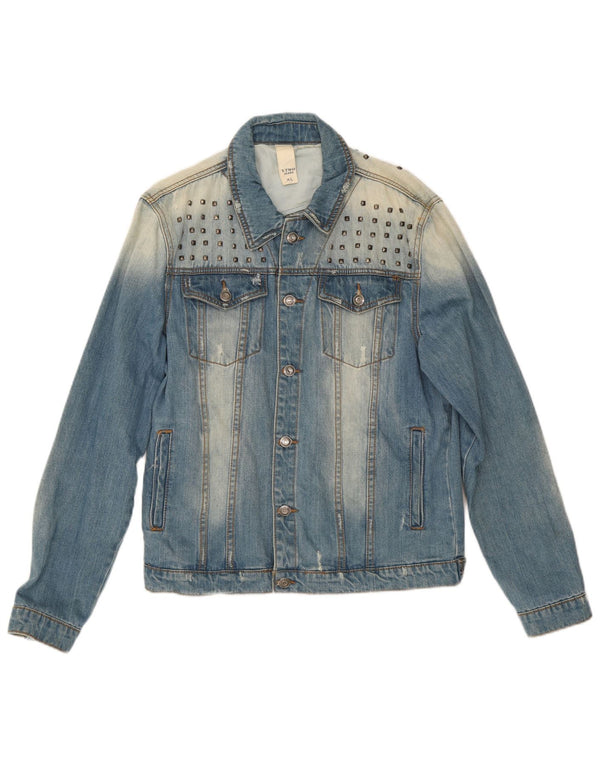 Vintage Herren Distressed Jeansjacke UK 42 XL Blaue Baumwolle