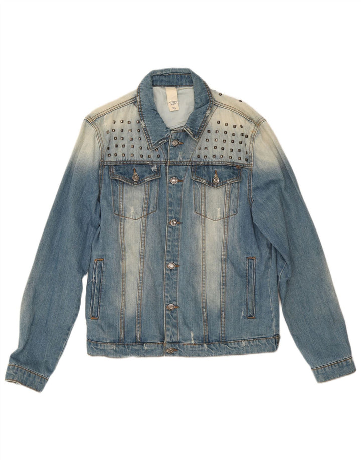 Vintage Herren Distressed Jeansjacke UK 42 XL Blaue Baumwolle
