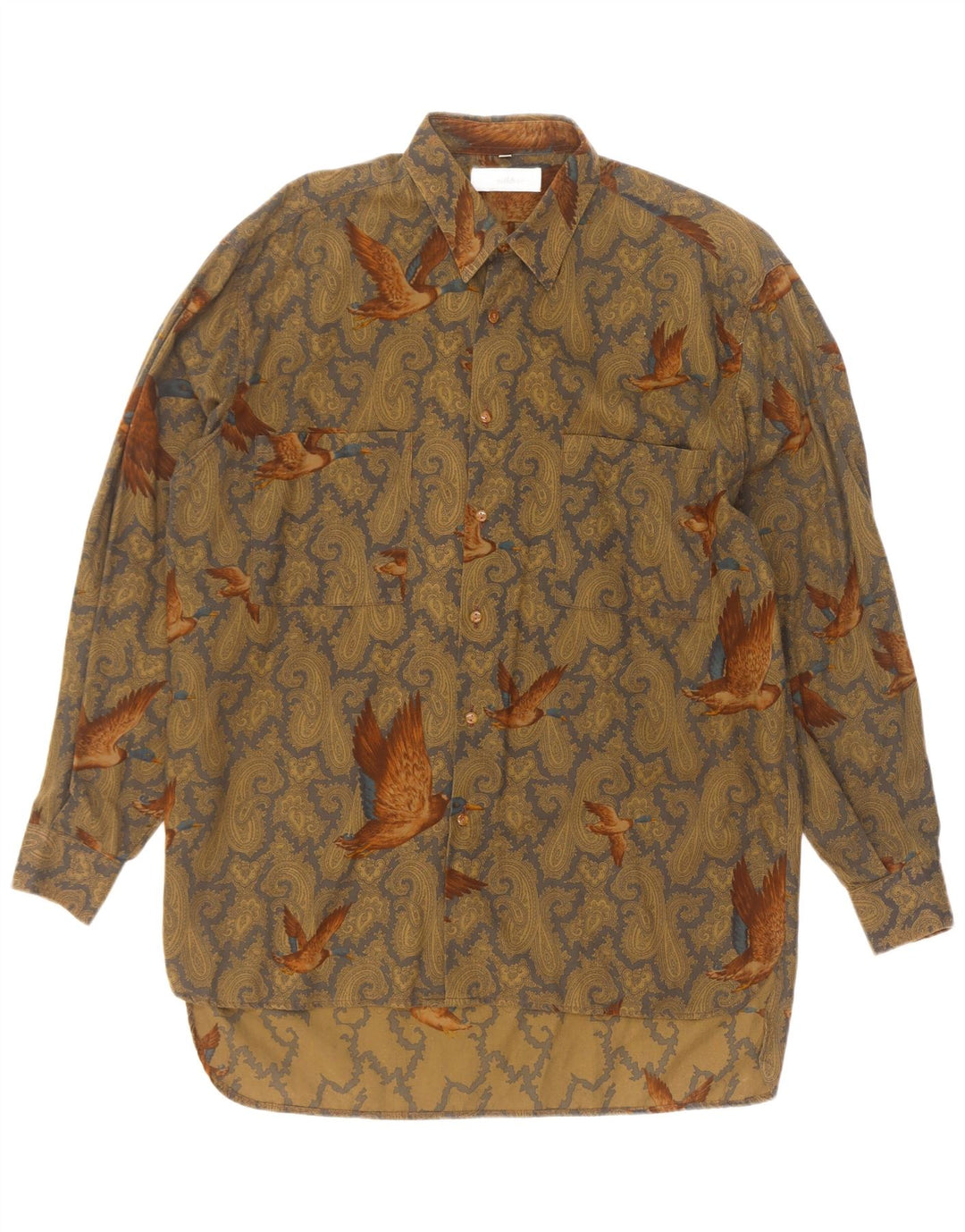 Millibar Herrenhemd, groß, beige, Paisley-Baumwolle