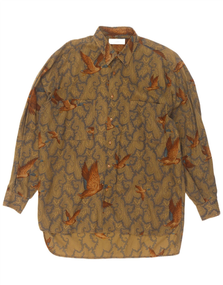 Millibar Herrenhemd, groß, beige, Paisley-Baumwolle