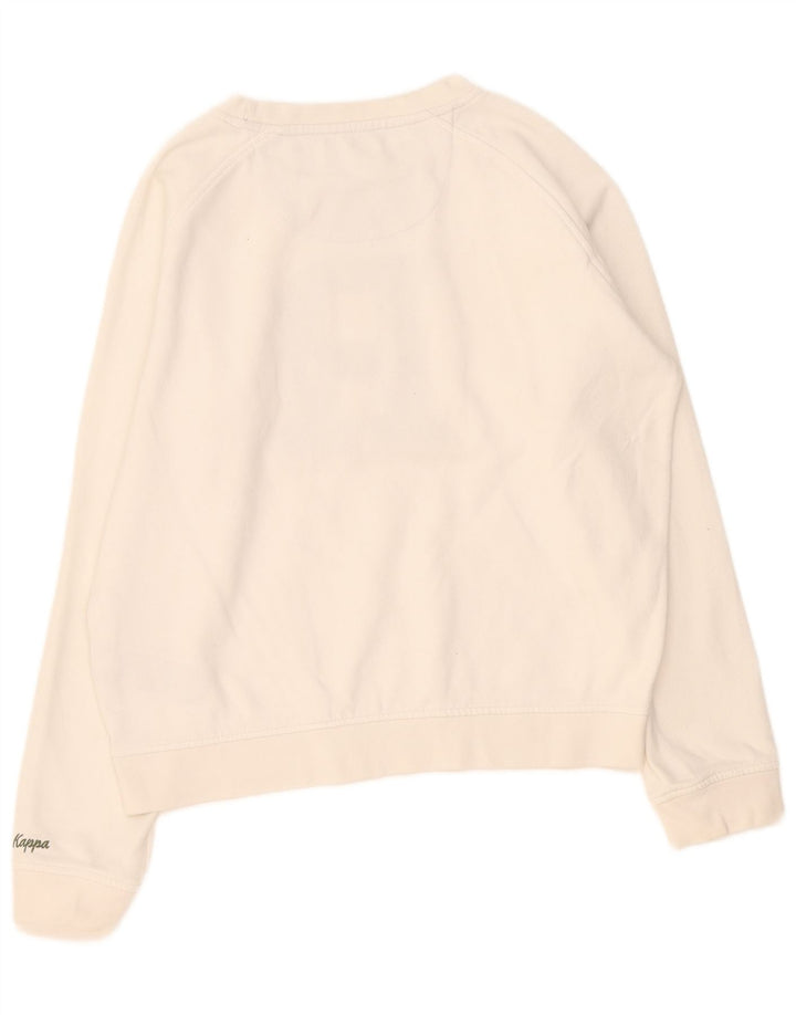 Kappa Damen Grafik-Sweatshirt-Pullover UK 16 Large Weiße Baumwolle