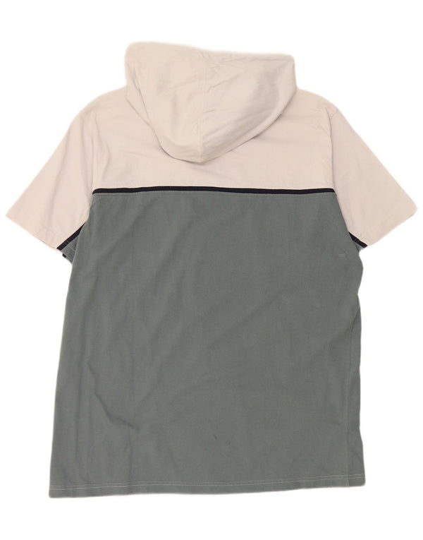 CHAMPION Herren-T-Shirt mit Kapuze und Reißverschluss am Hals, 2XL, weiße Farbblock-Baumwolle