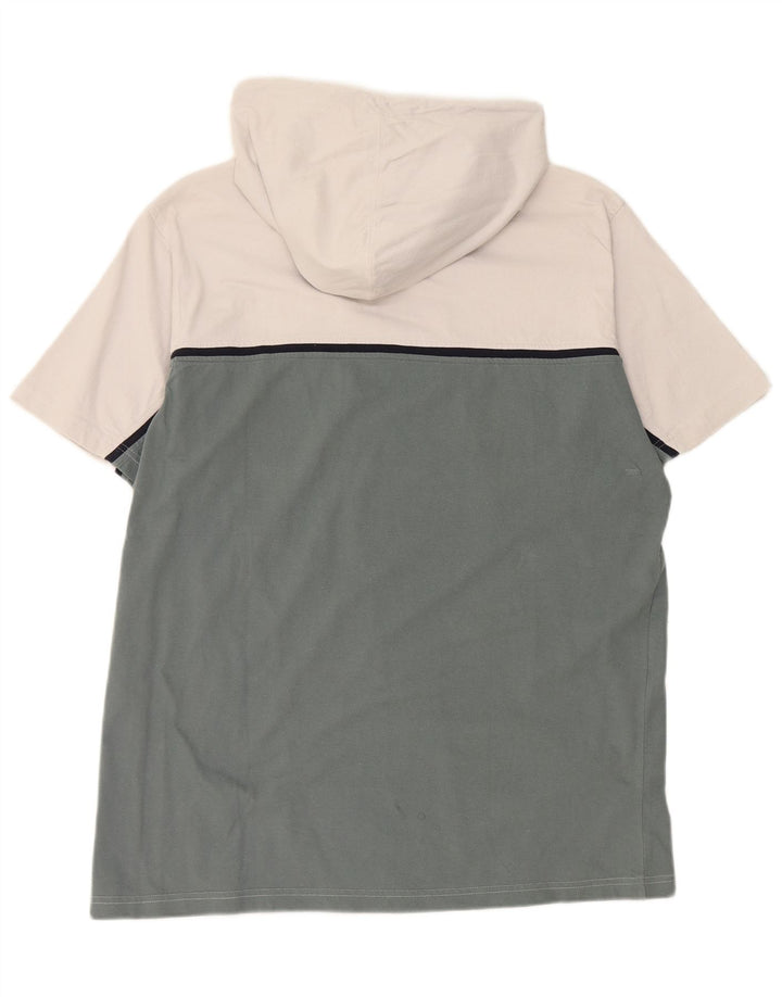 CHAMPION Herren-T-Shirt mit Kapuze und Reißverschluss am Hals, 2XL, weiße Farbblock-Baumwolle