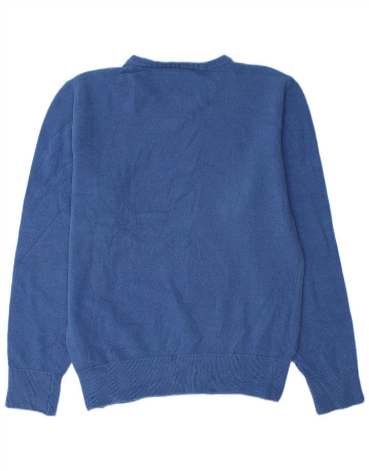 GAS Herren-Pullover mit V-Ausschnitt, XL, blaue Wolle