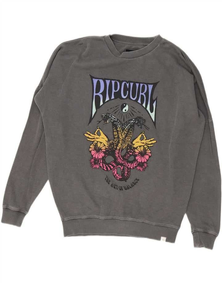 RIP CURL Mens Loose Fit Graphic Sweatshirt Jumper 2XS Grey Vintage Rip Curl and Second-Hand Rip Curl from Messina Hembry 