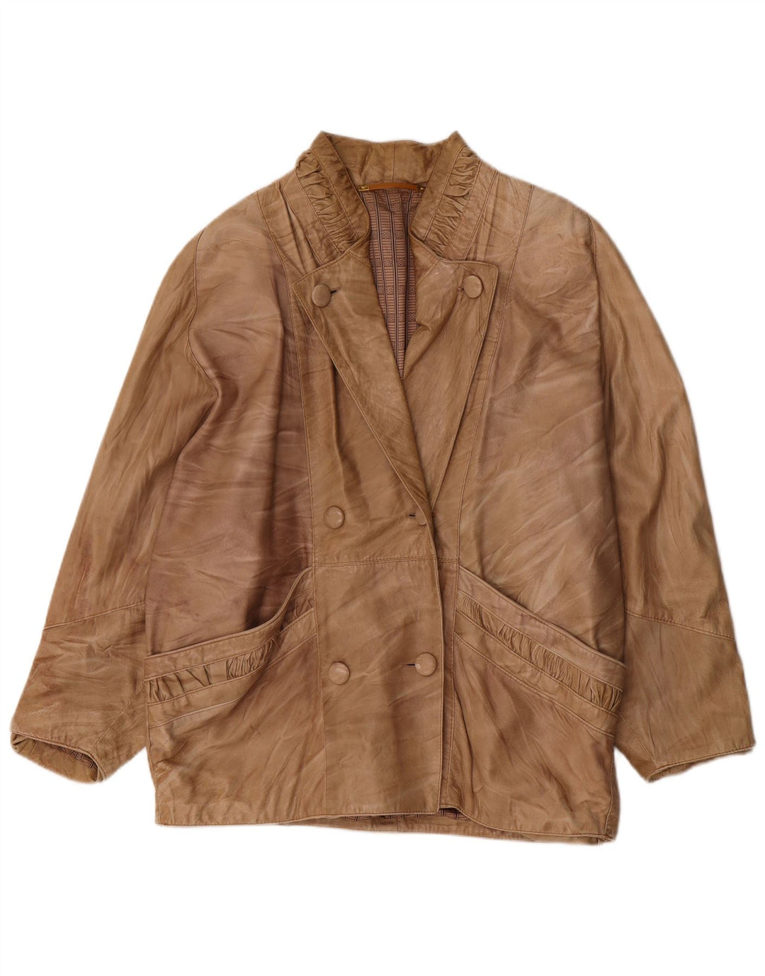 Vintage Damen Übergroße Lederjacke UK 18 XL Beige