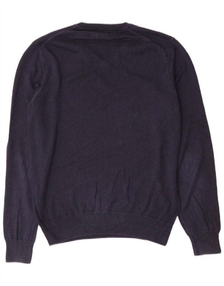 Marks & Spencer Herren-Pullover mit V-Ausschnitt aus mittelblauer Baumwolle