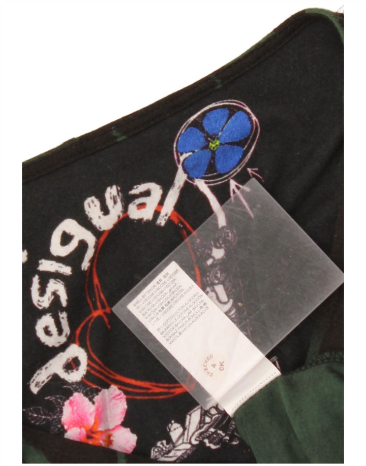 DESIGUAL Grafisches Langarm-Etuikleid für Damen UK 12 Mittelschwarz geblümt