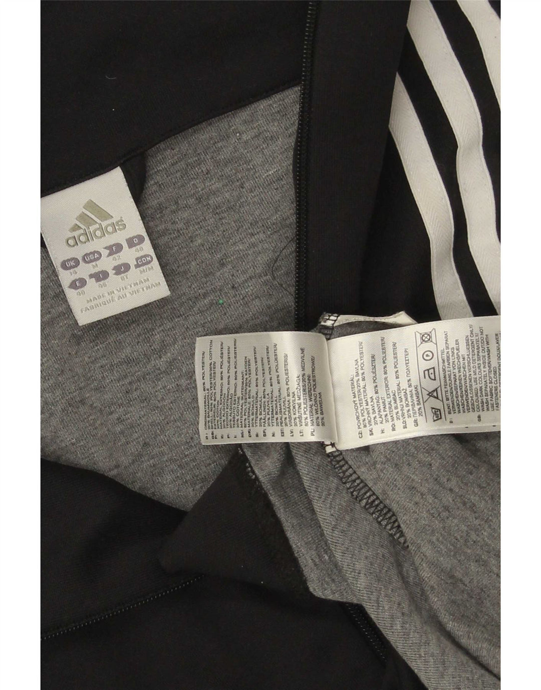 Adidas Damen Trainingsanzug Top Jacke UK 14 Medium Schwarz Polyester