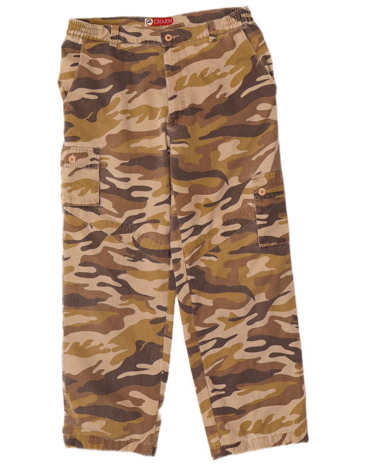 VINTAGE Gerade Herren-Cargohose W34 L28 Beige Camouflage-Baumwolle