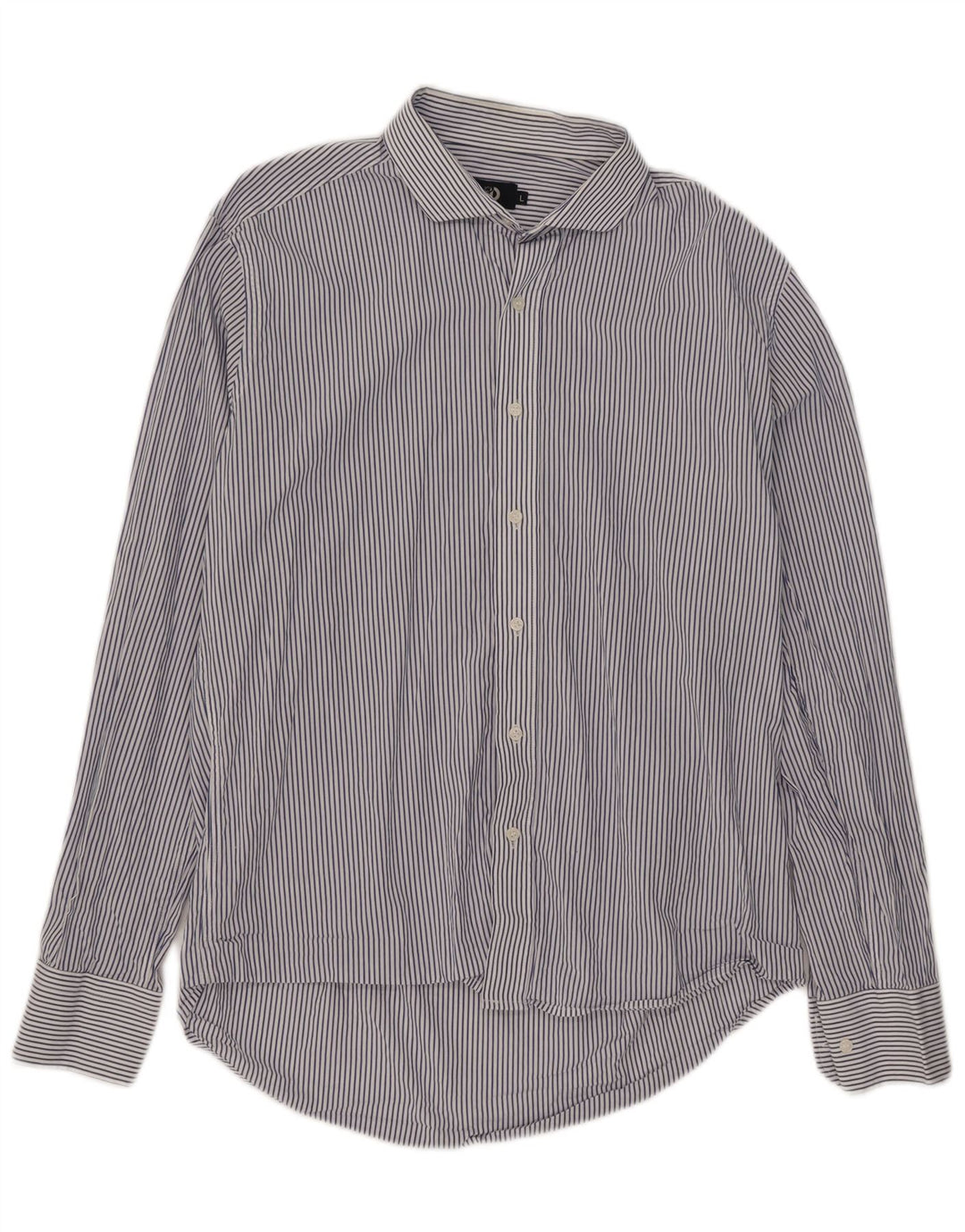 Dack's Slim-Fit-Hemd für Herren, groß, blaue Nadelstreifen-Baumwolle