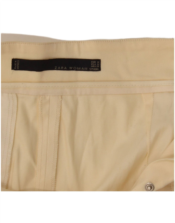 Zara Damen Studio-Hose mit weitem Bein, mittelgroß, W28, L24, gebrochenes Weiß