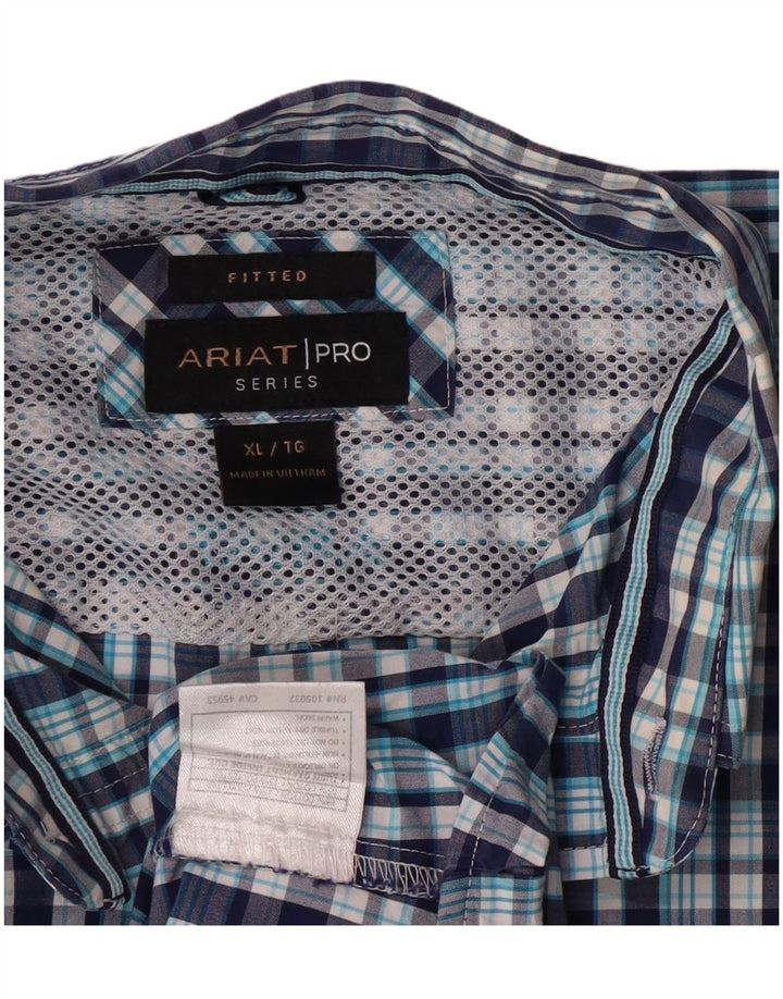 Ariat Herren-Hemd, tailliert, XL, blau kariert, Baumwolle