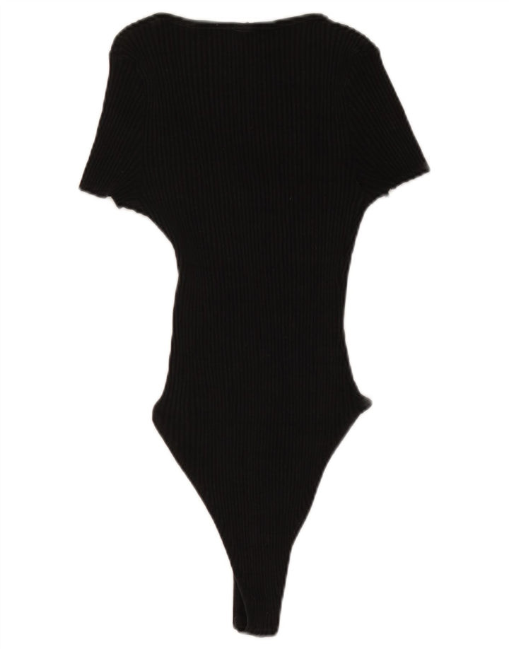 Kurzärmliger Damen-Body von Zara, UK-Größe 46, Größe L, Schwarz, Baumwolle