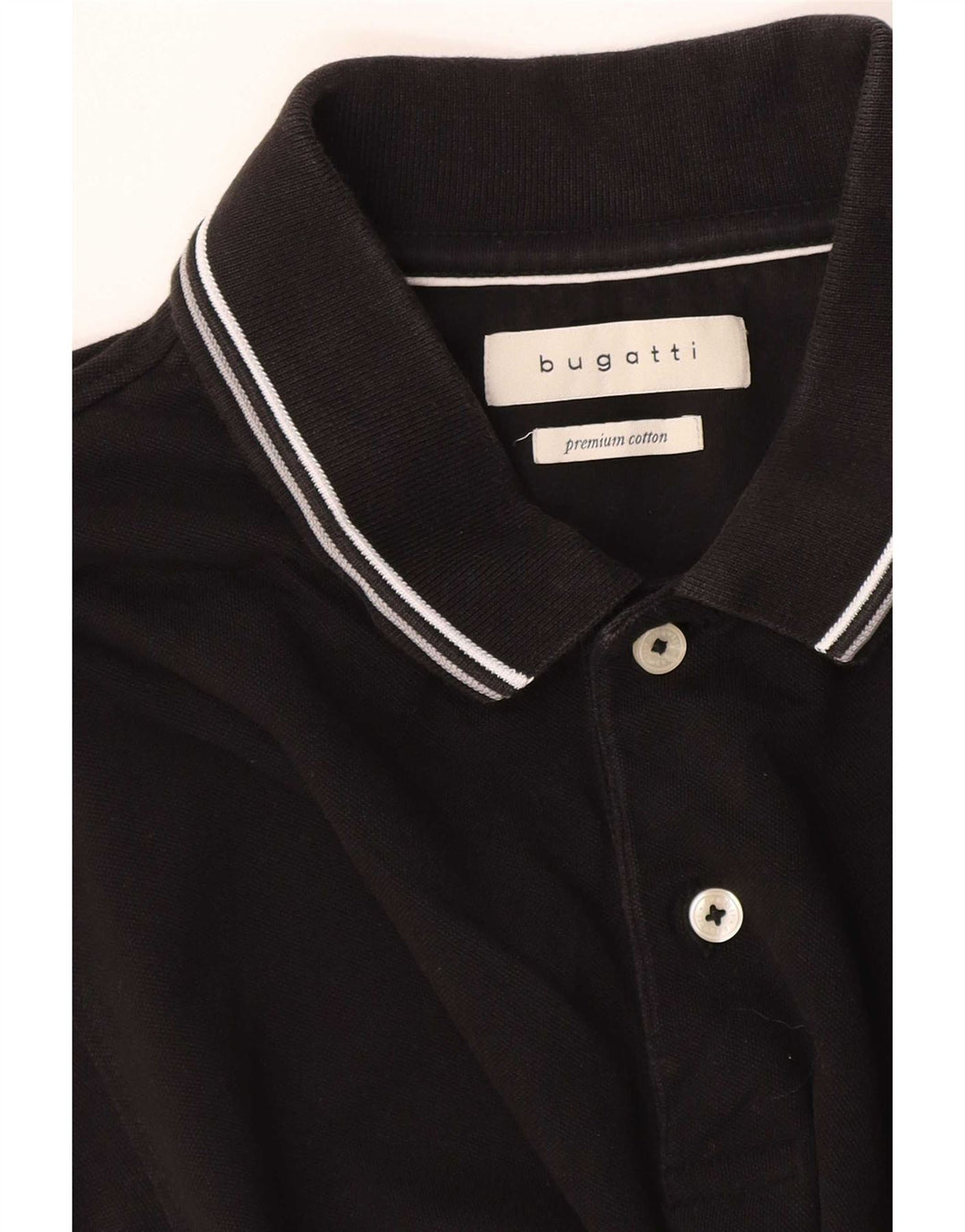 Bugatti Herren Poloshirt Medium Schwarz gestreift