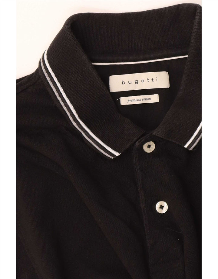 Bugatti Herren Poloshirt Medium Schwarz gestreift