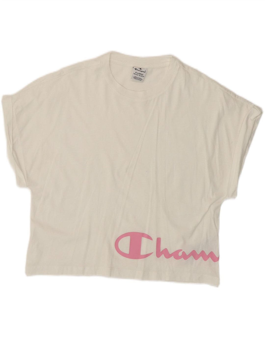 Champion Crop Graphic T-Shirt für Mädchen, 13–14 Jahre, XL, weiße Baumwolle
